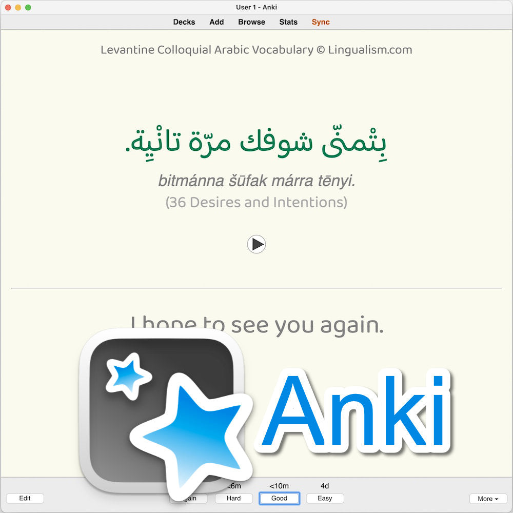 Levantine Colloquial Arabic Vocabulary: Anki Flashcards - Lingualism