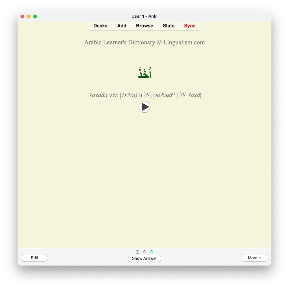 Arabic Learners Dictionary-Anki-preview-1