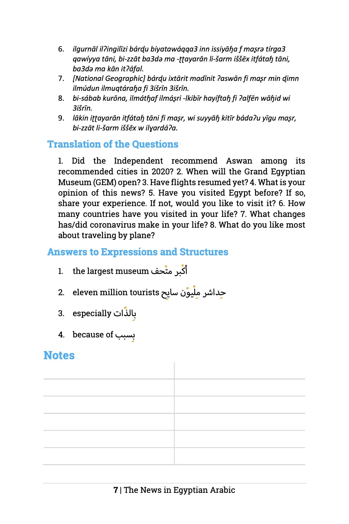 The News in Egyptian Arabic