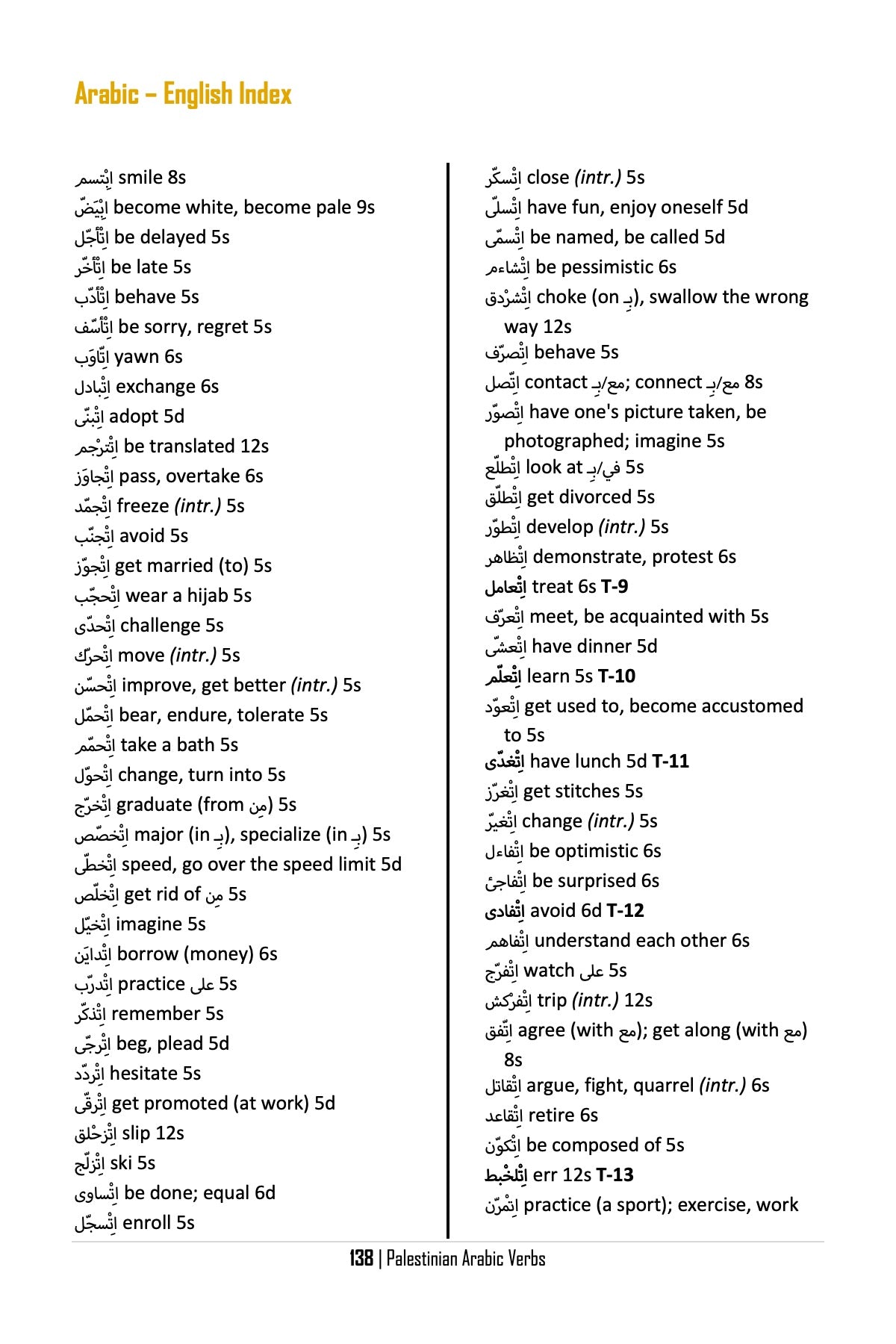 Palestinian Arabic Verbs