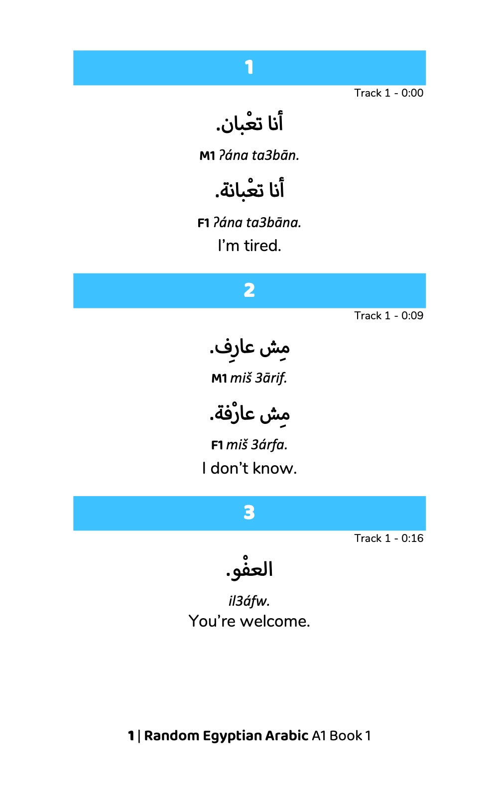 Random Egyptian Arabic A1 (Book 1)