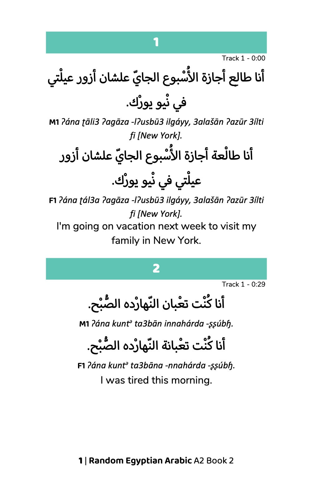 Random Egyptian Arabic A2 (Book 2)