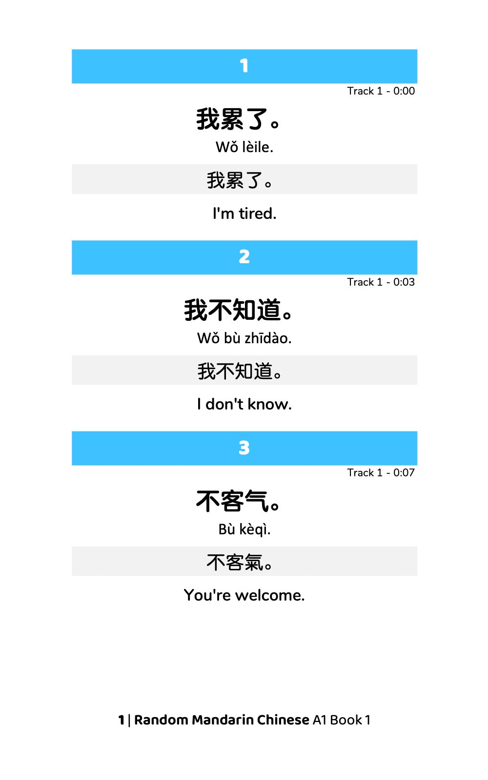 Random Mandarin Chinese A1 (Book 1)