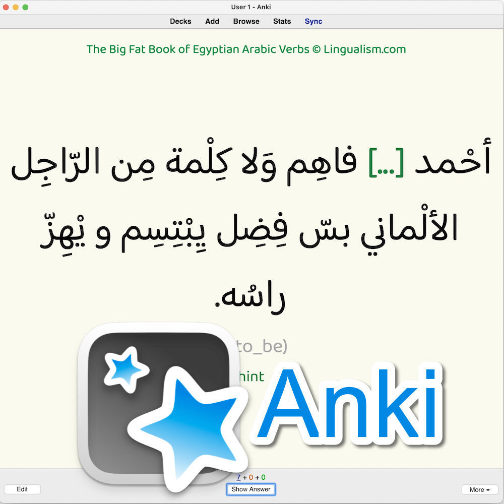 Big Fat Book of Egyptian Arabic Verbs: Anki Flashcards