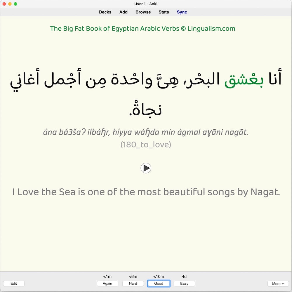 Big Fat Book of Egyptian Arabic Verbs: Anki Flashcards