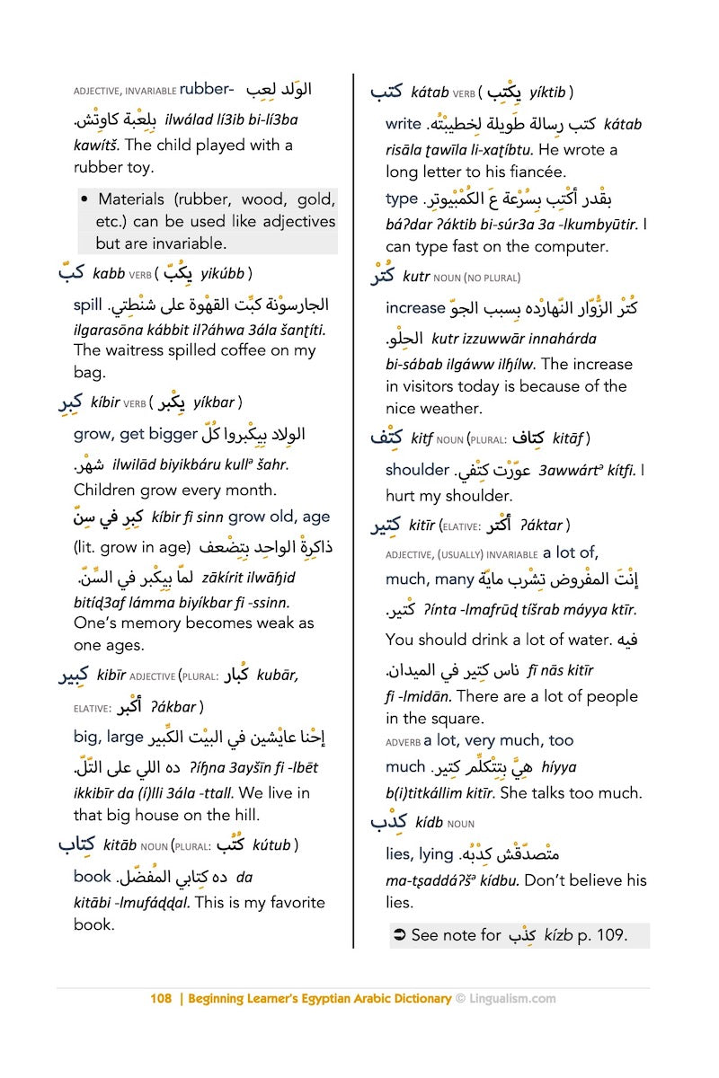 Beginning Learner's Egyptian Arabic Dictionary