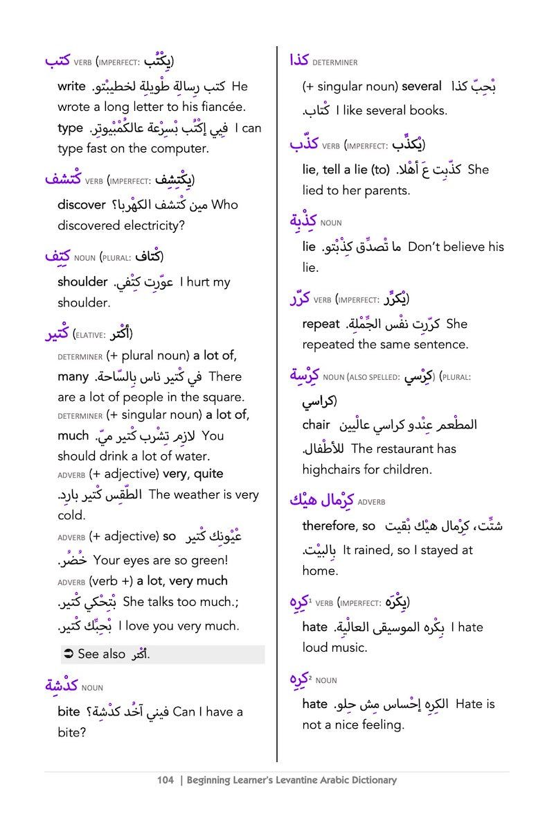 Beginning Learner's Levantine Arabic Dictionary