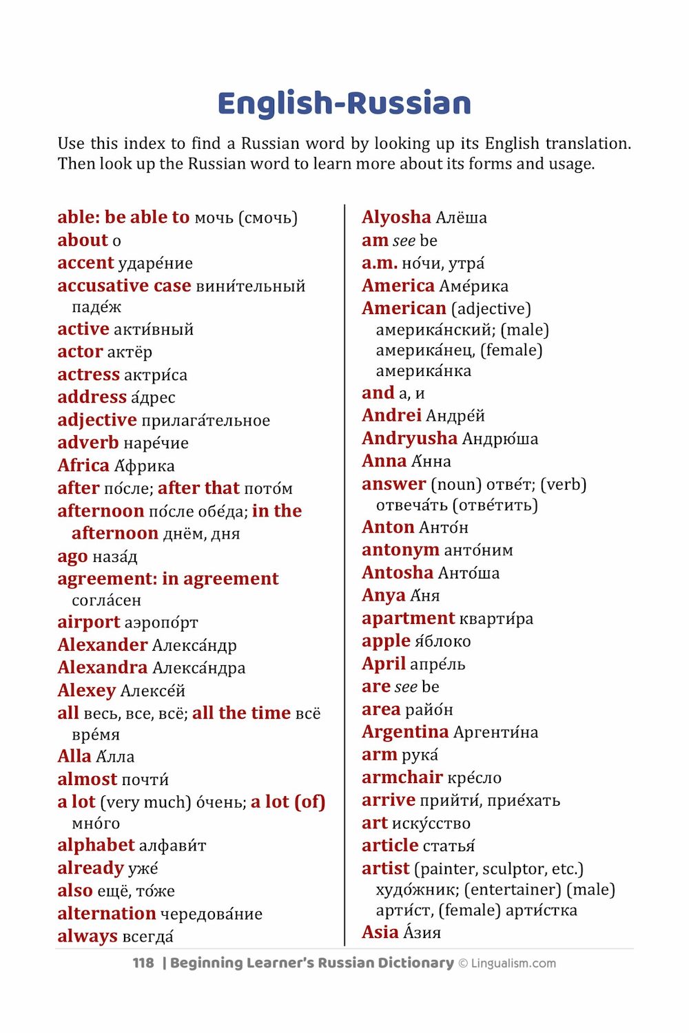 Beginning Learner's Russian Dictionary