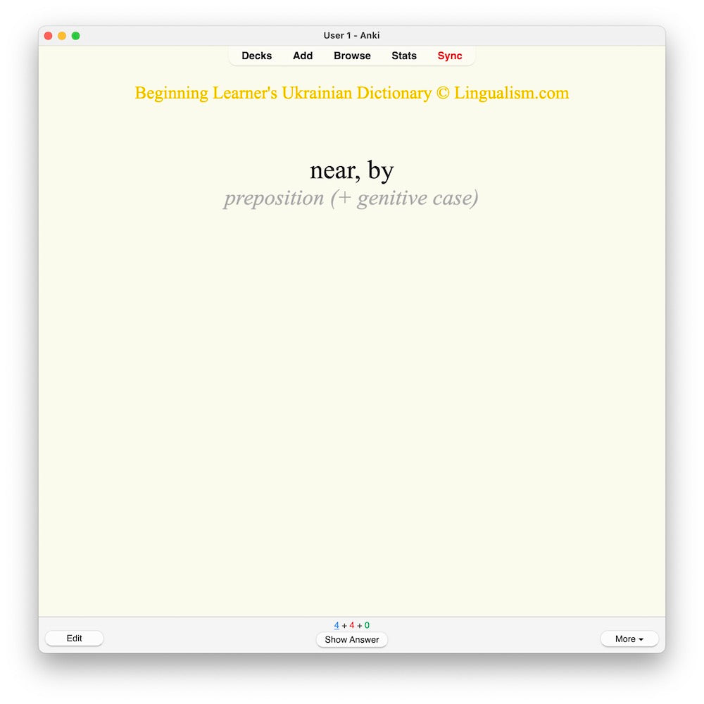 Beginning Learner's Ukrainian Dictionary: Anki Flashcards