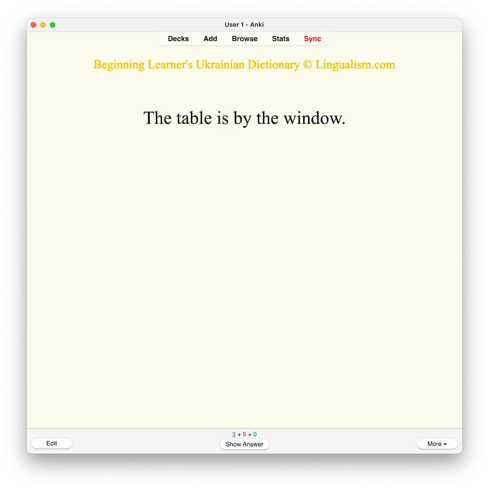 Beginning Learner's Ukrainian Dictionary: Anki Flashcards
