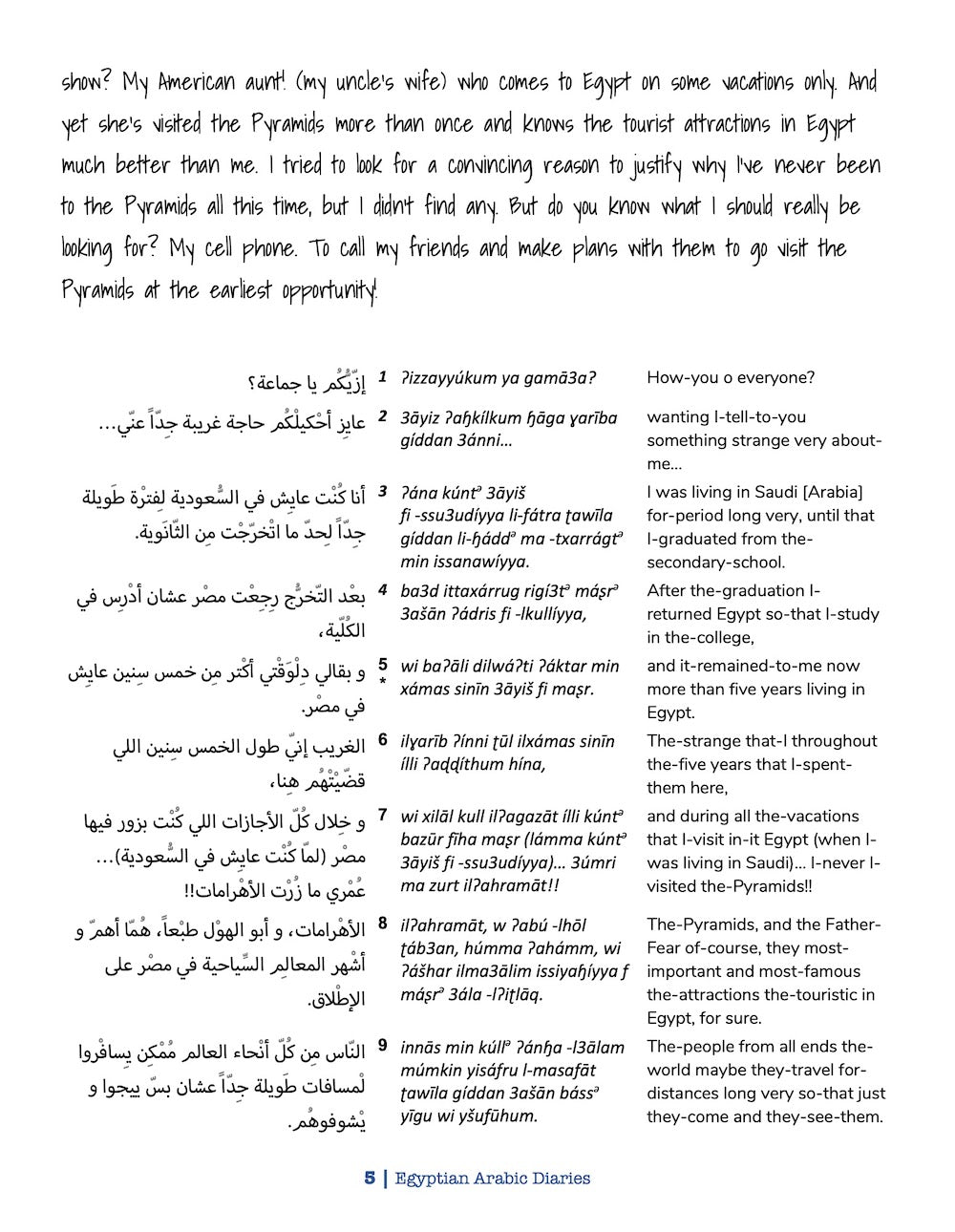 Egyptian Arabic Diaries