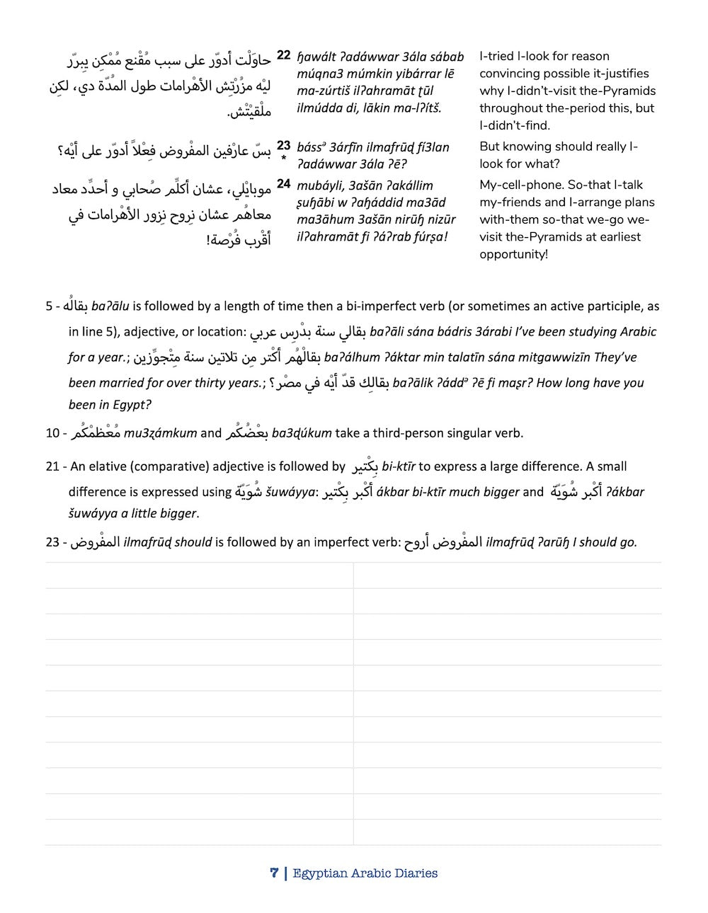 Egyptian Arabic Diaries