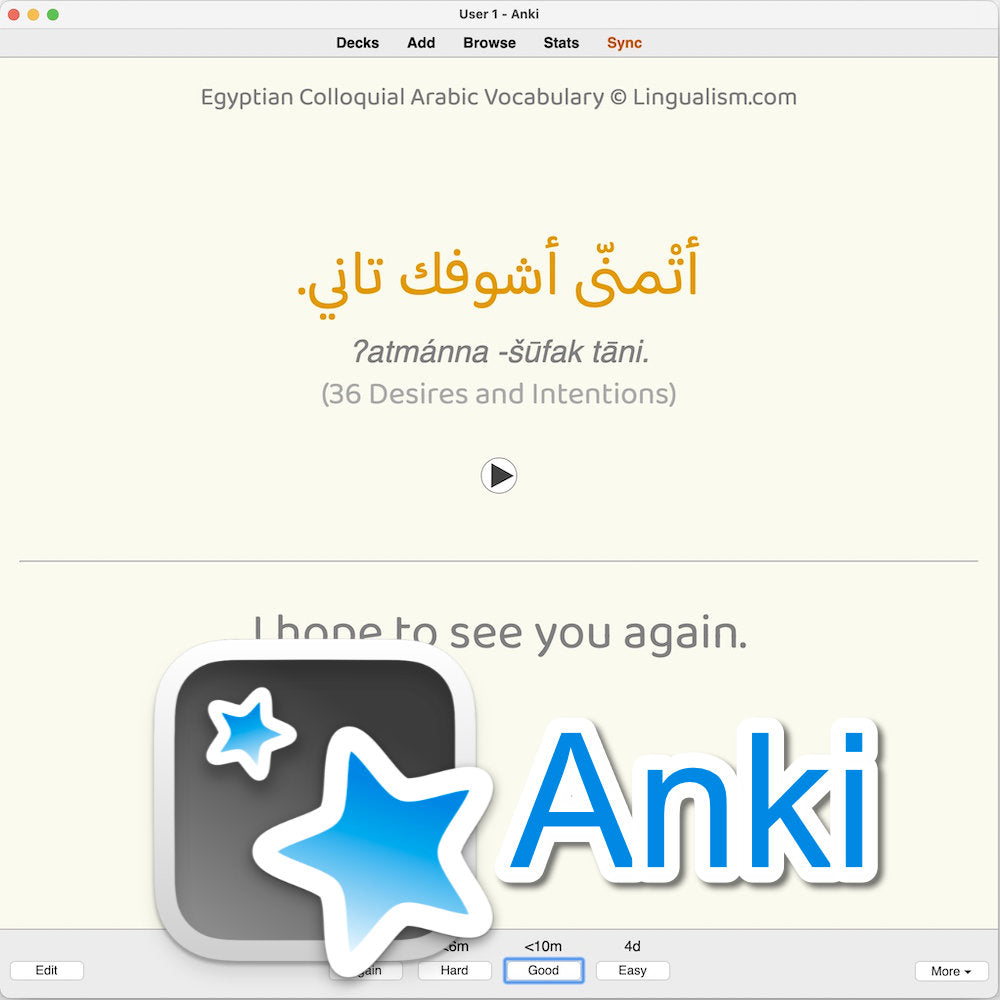 Egyptian Colloquial Arabic Vocabulary: Anki Flashcards