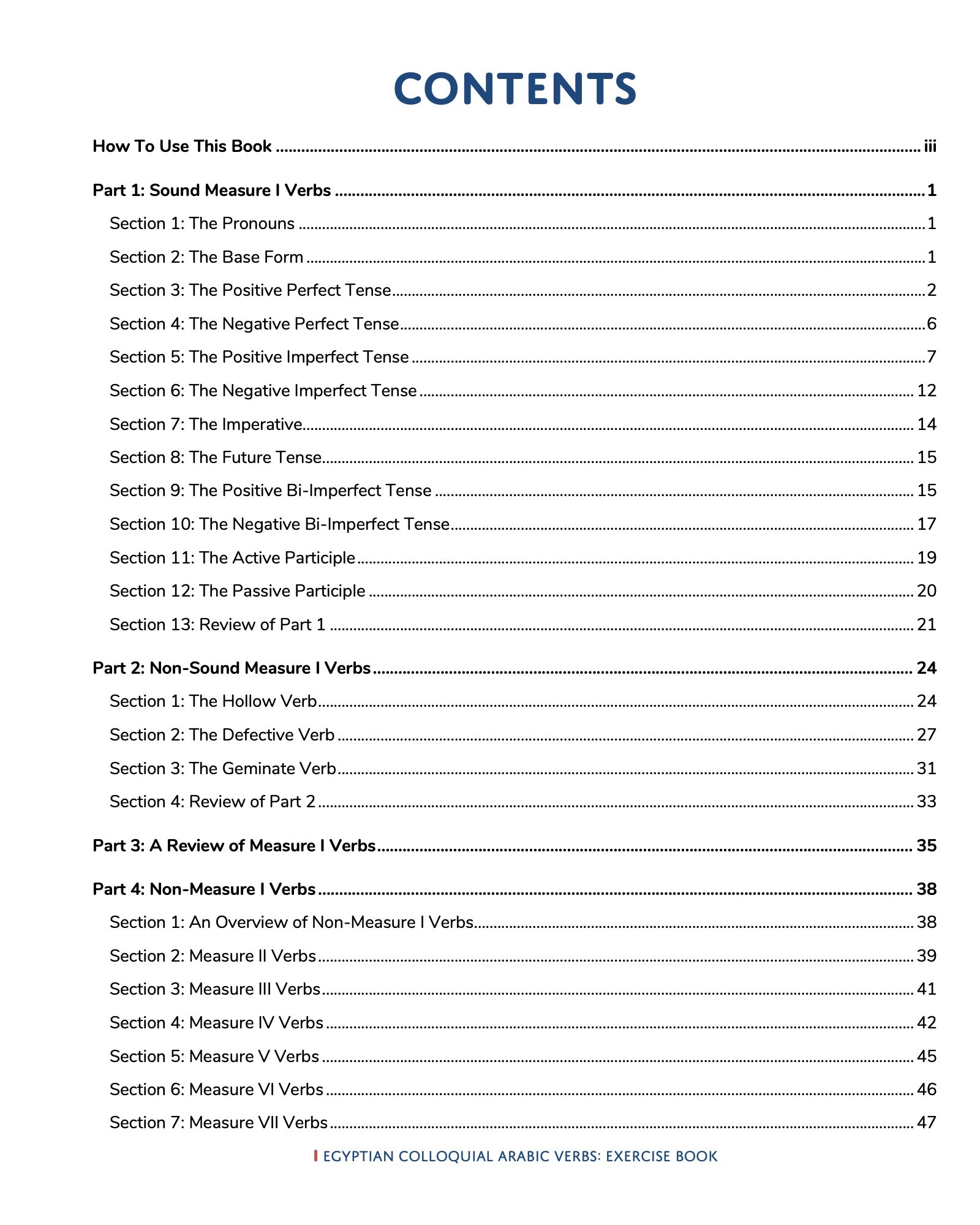 Egyptian Colloquial Arabic Verbs: Exercise Book