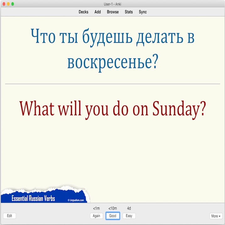 Essential Russian Verbs: Anki Flashcards