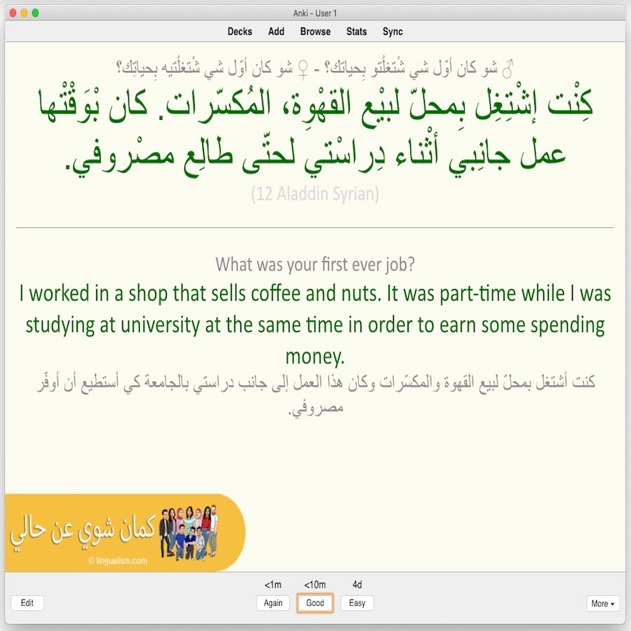 Kameen Shwayy 'An Haali: Anki Flashcards
