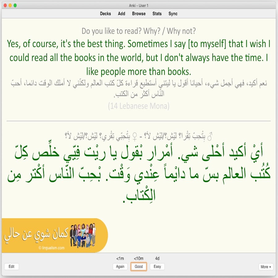 Kameen Shwayy 'An Haali: Anki Flashcards