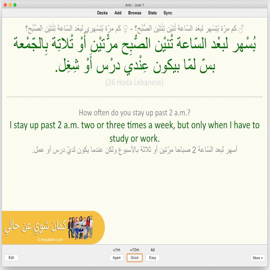 Kameen Shwayy 'An Haali: Anki Flashcards