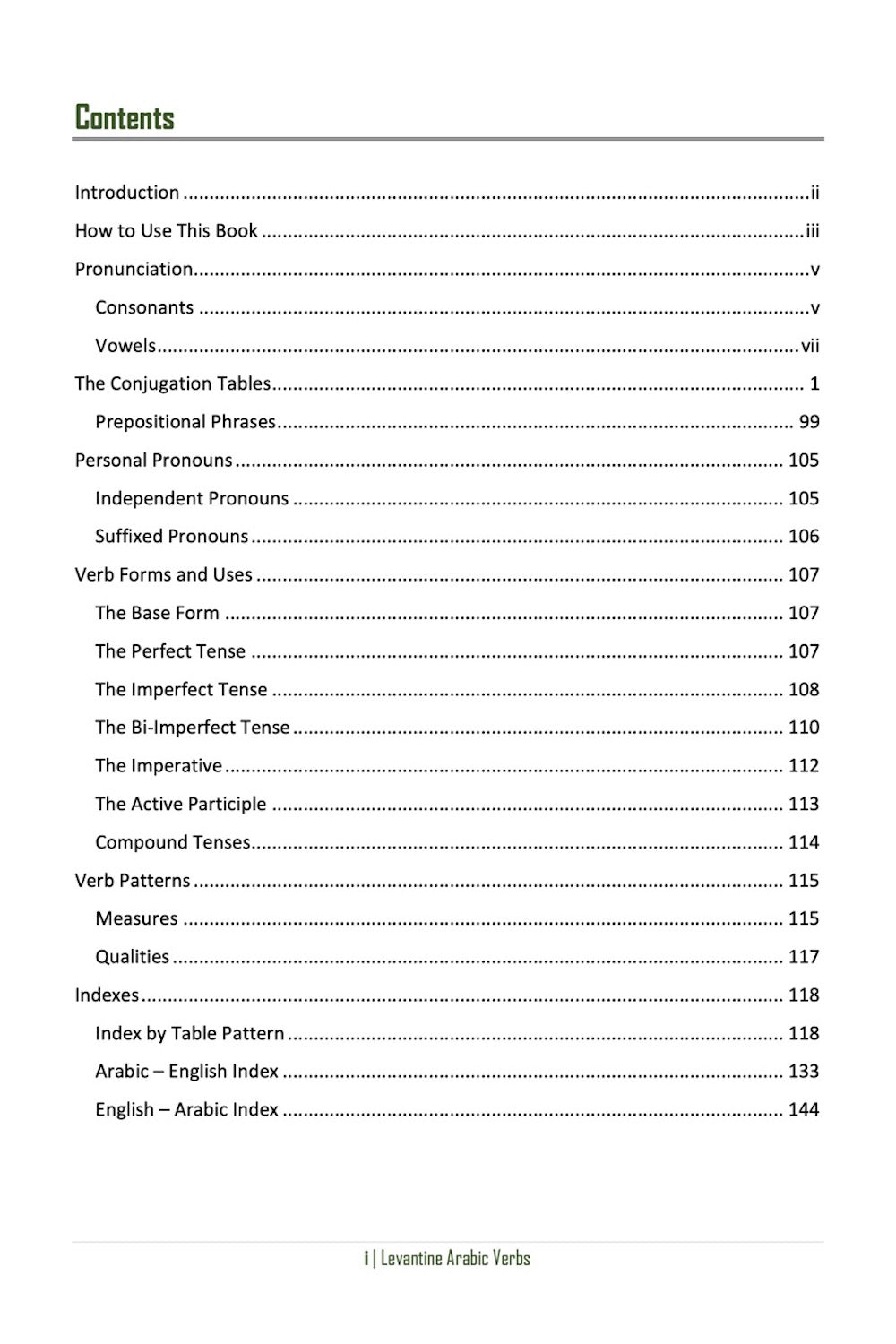 Levantine Arabic Verbs