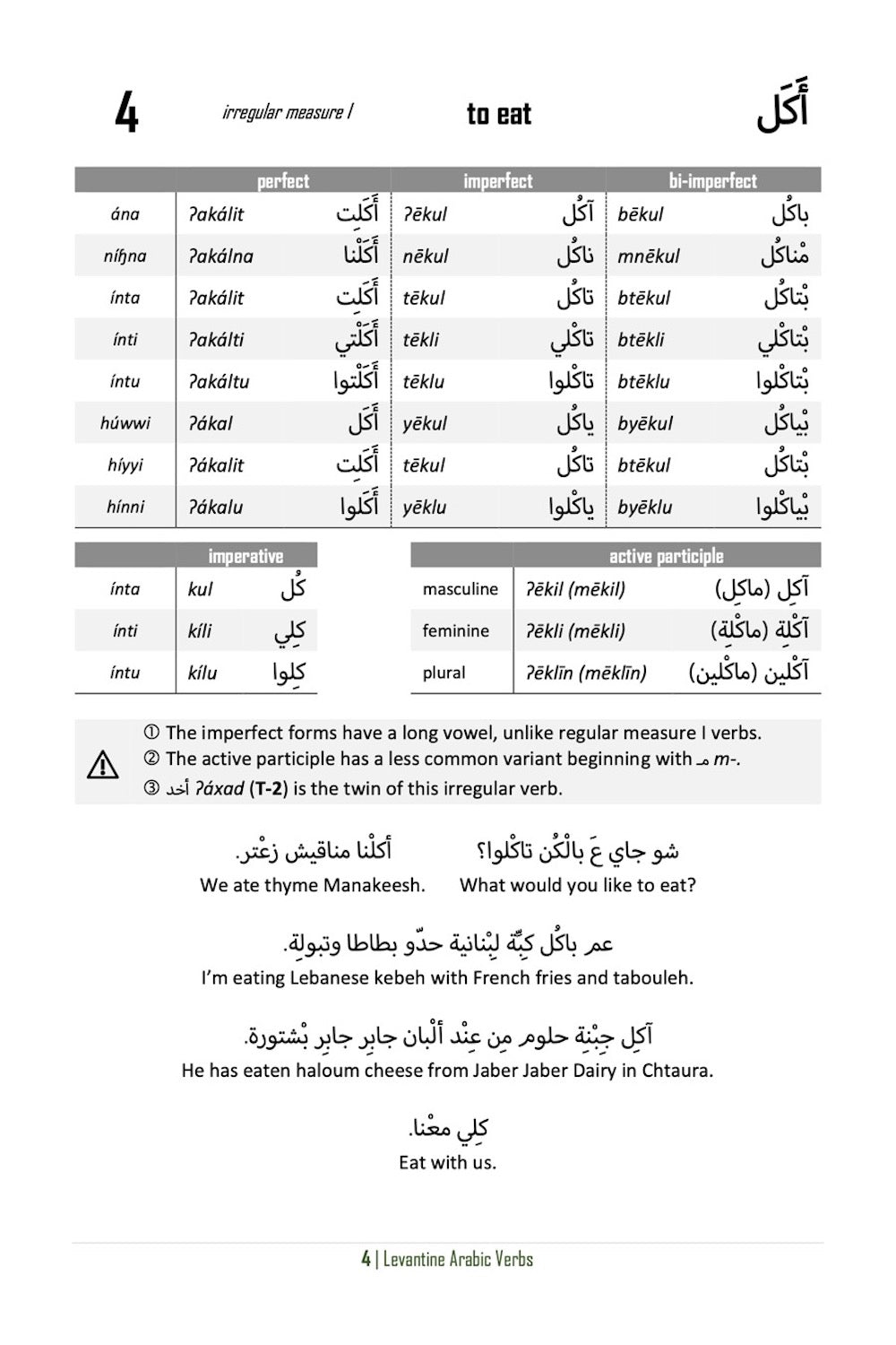 Levantine Arabic Verbs