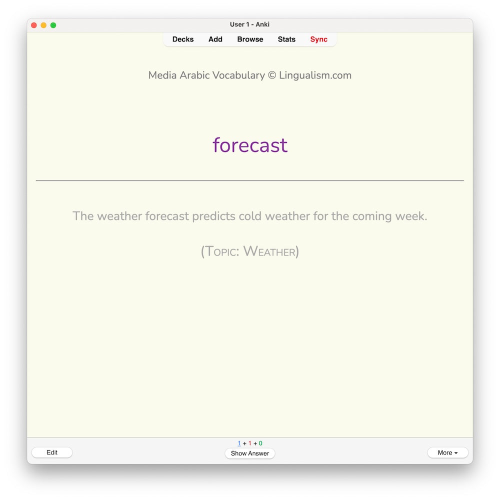Media Arabic Vocabulary 3: Anki Flashcards