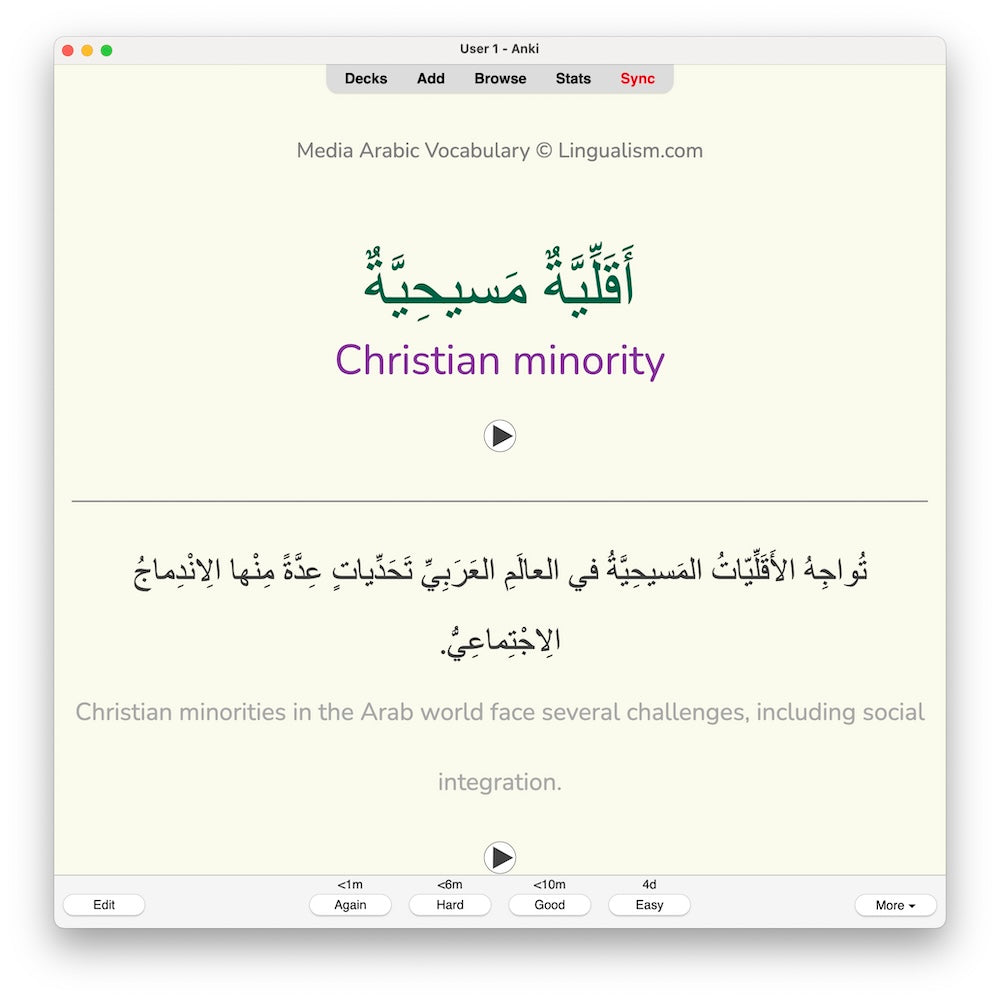 Media Arabic Vocabulary 3: Anki Flashcards