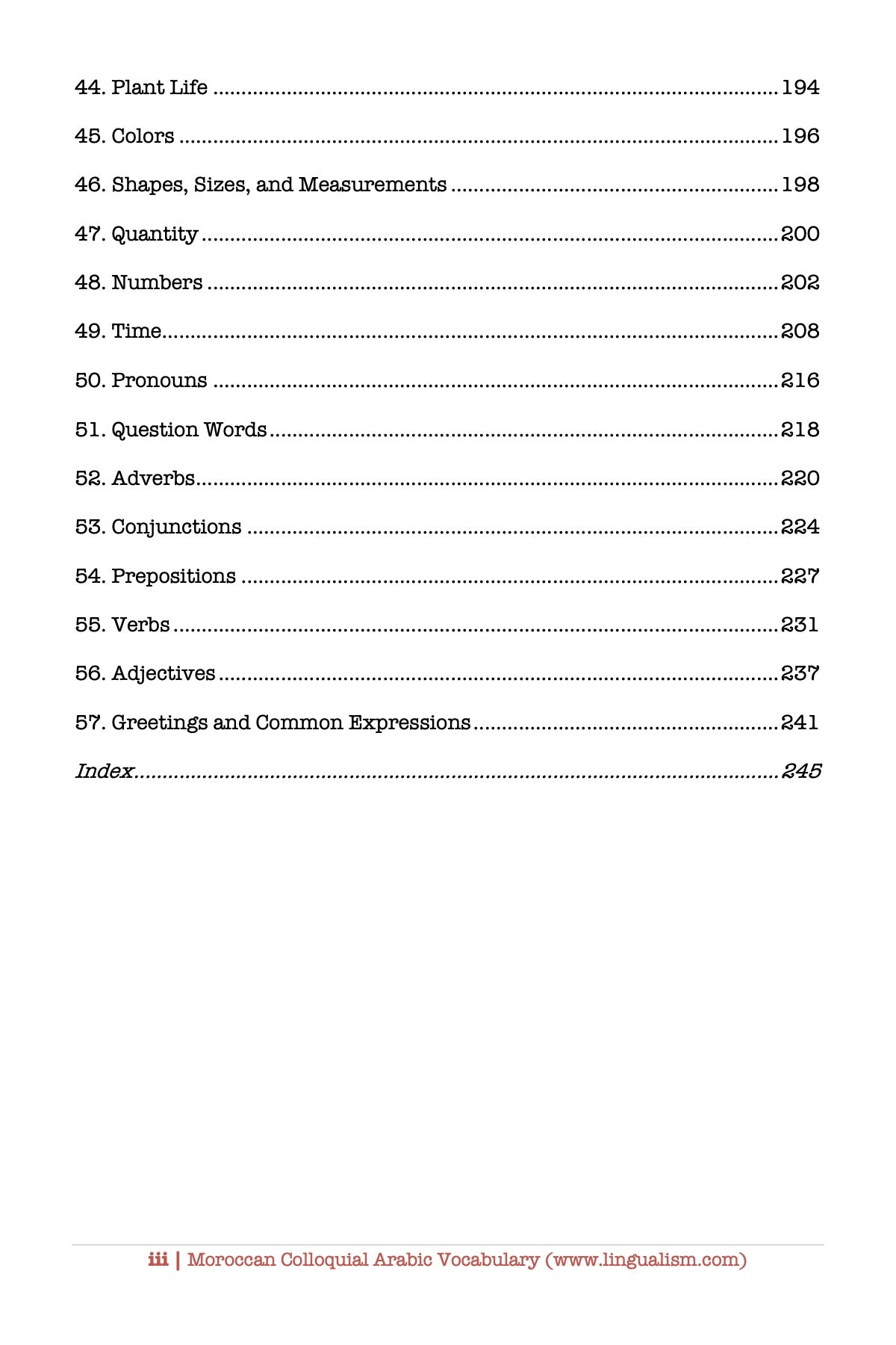 Moroccan Colloquial Arabic Vocabulary