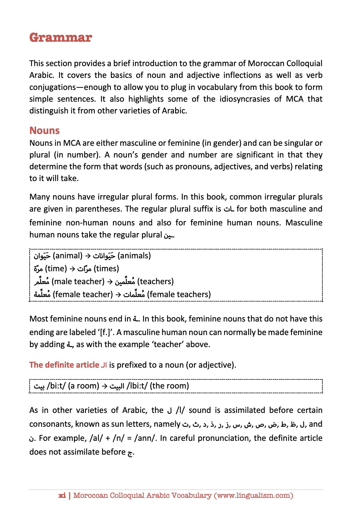 Moroccan Colloquial Arabic Vocabulary