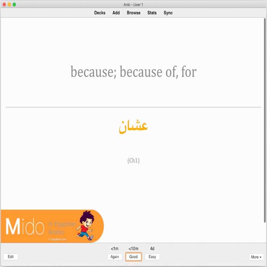 Mido in Egyptian Arabic: Anki Flashcards