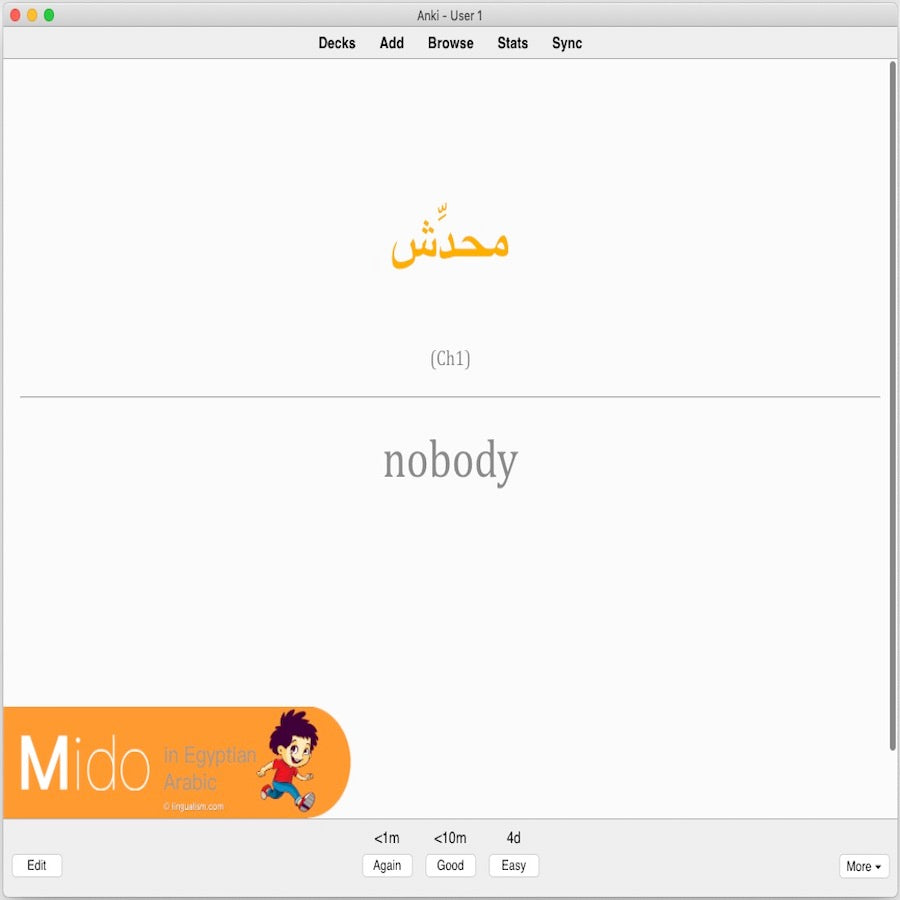 Mido in Egyptian Arabic: Anki Flashcards