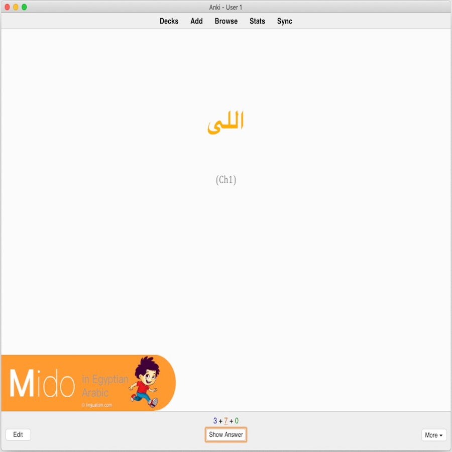 Mido in Egyptian Arabic: Anki Flashcards