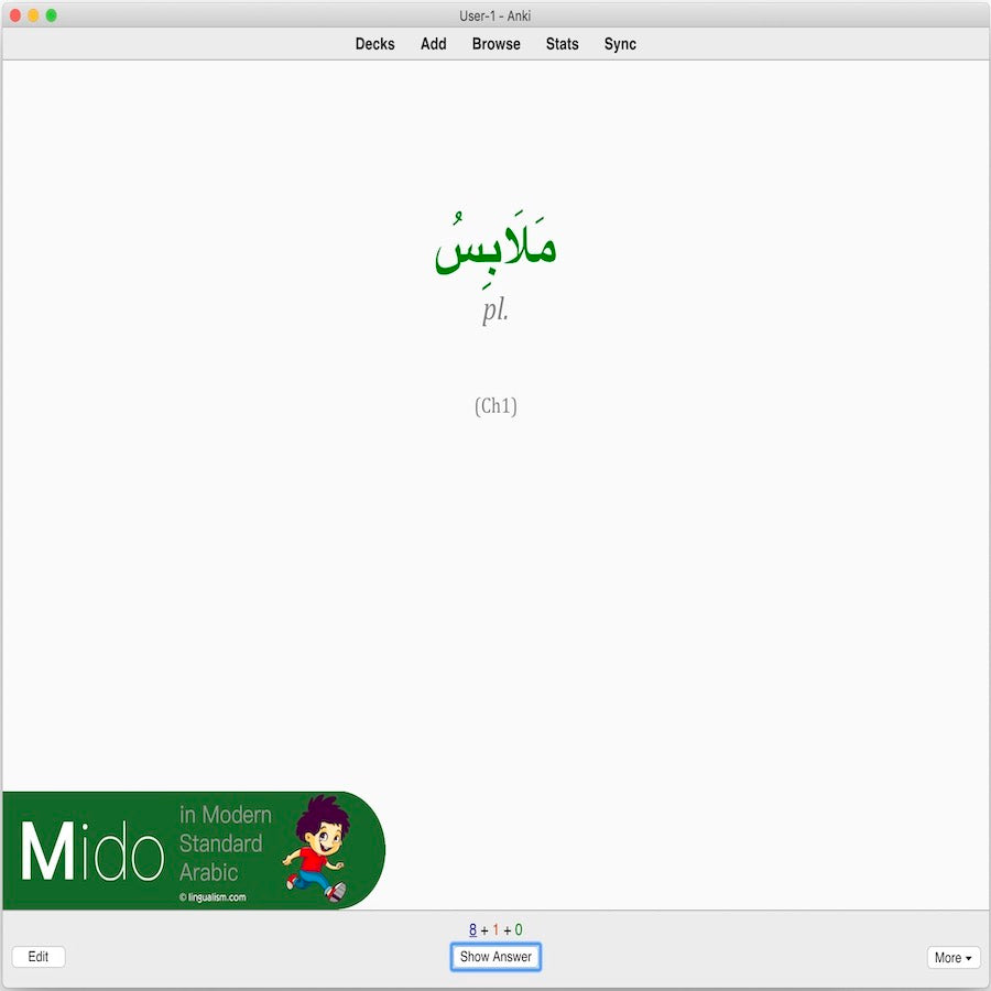 Mido in Modern Standard Arabic: Anki Flashcards