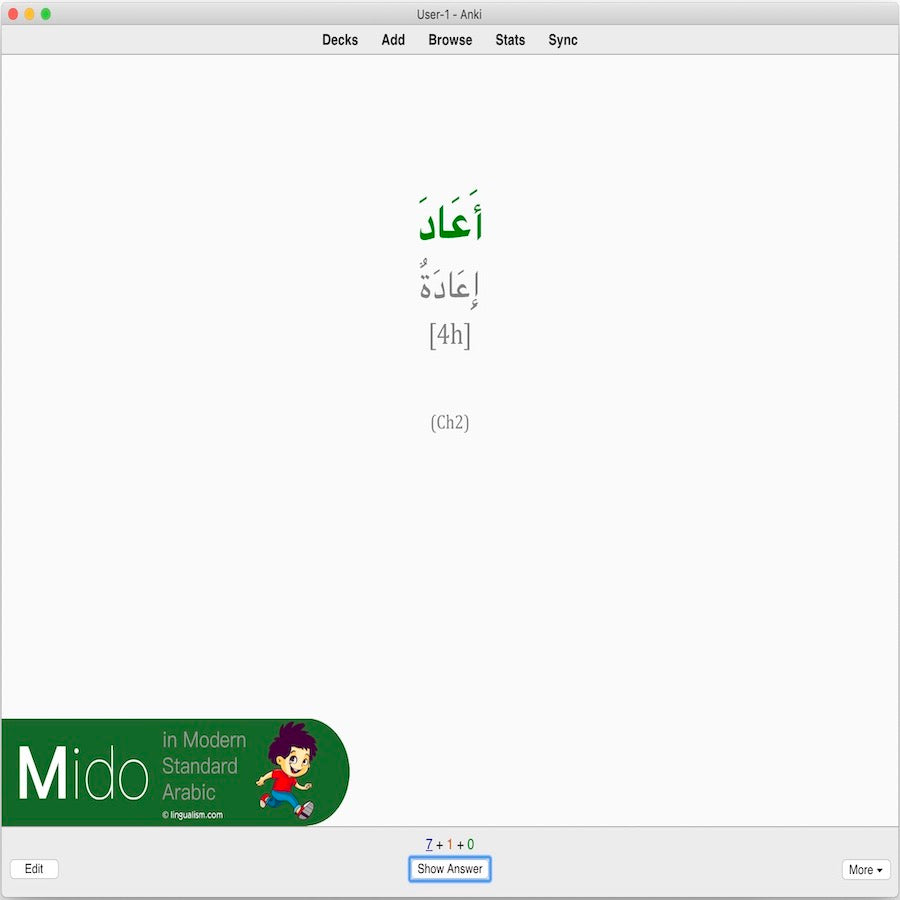 Mido in Modern Standard Arabic: Anki Flashcards