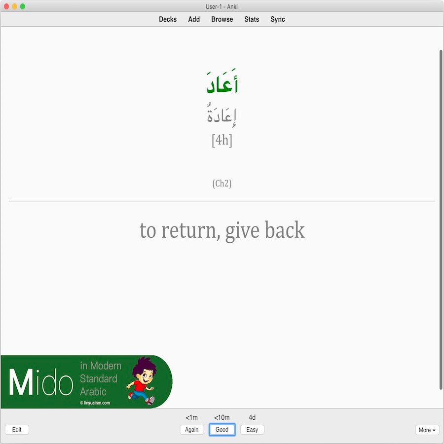 Mido in Modern Standard Arabic: Anki Flashcards