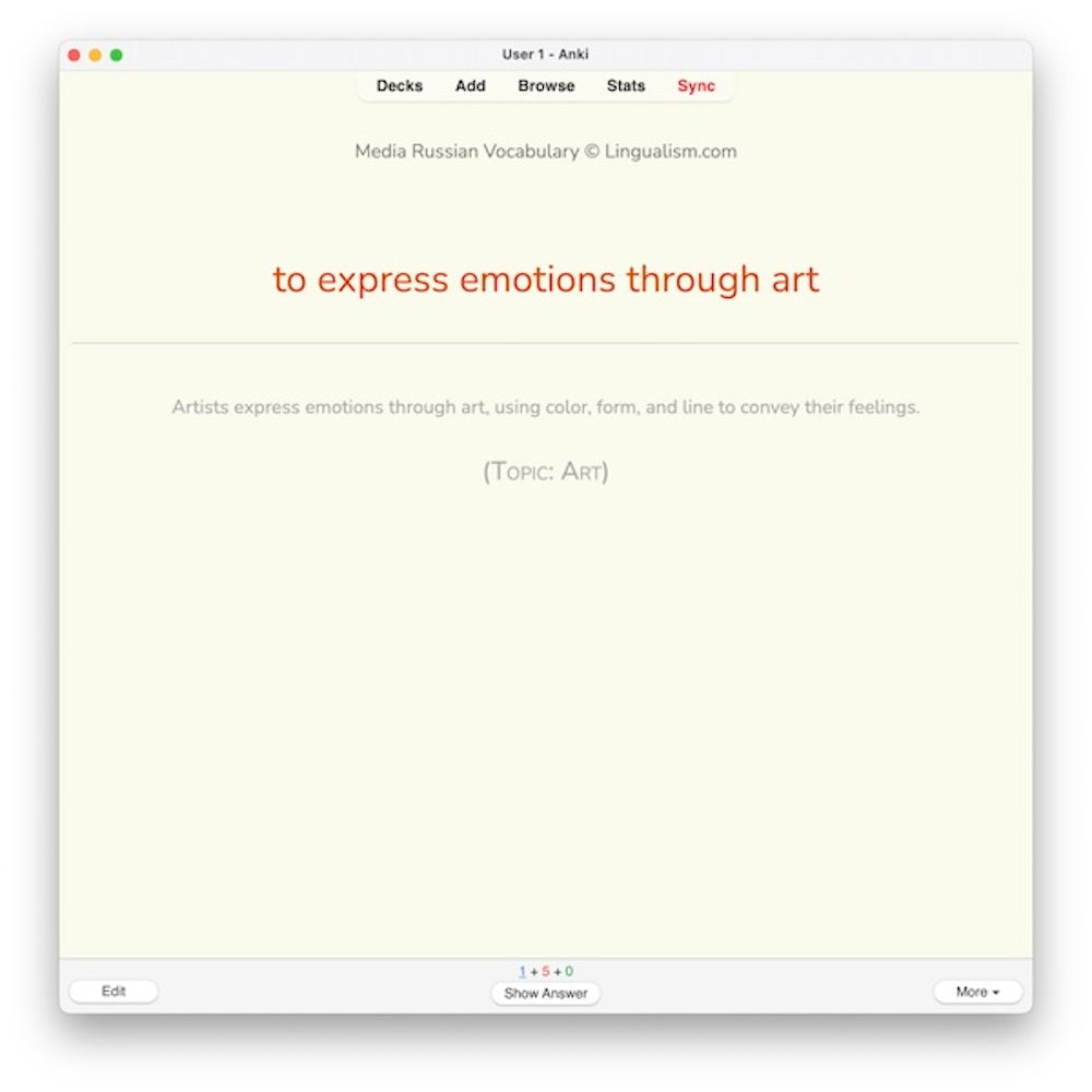 Media Russian Vocabulary 1: Anki Flashcards