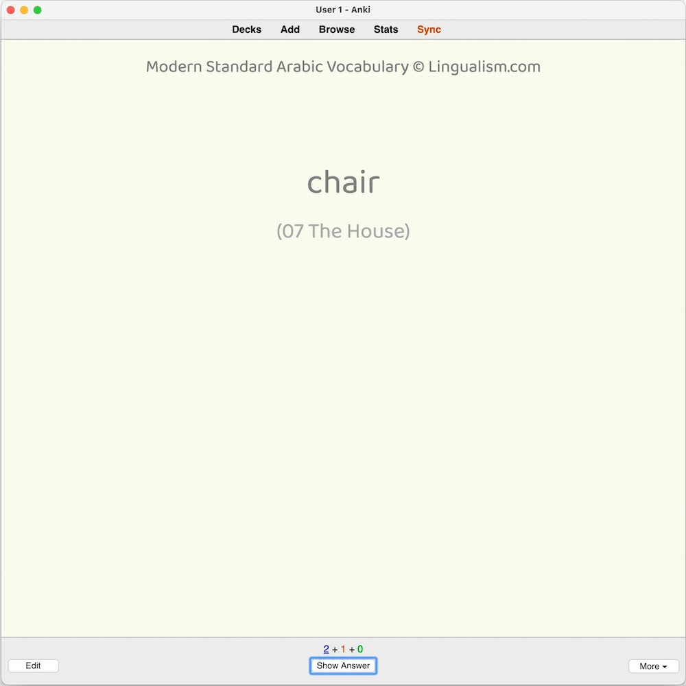 Modern Standard Arabic Vocabulary: Anki Flashcards