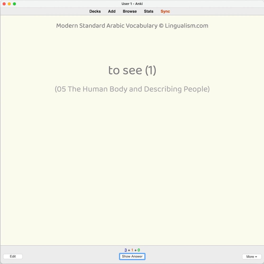 Modern Standard Arabic Vocabulary: Anki Flashcards