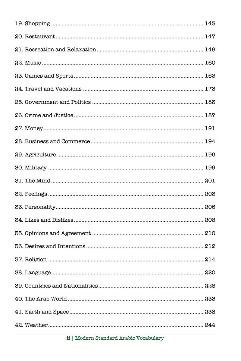 Modern Standard Arabic Vocabulary
