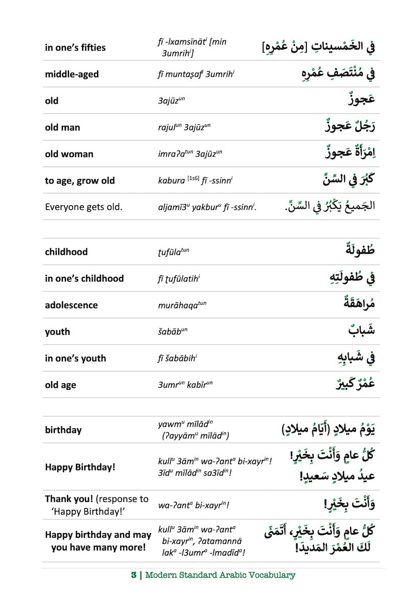 Modern Standard Arabic Vocabulary