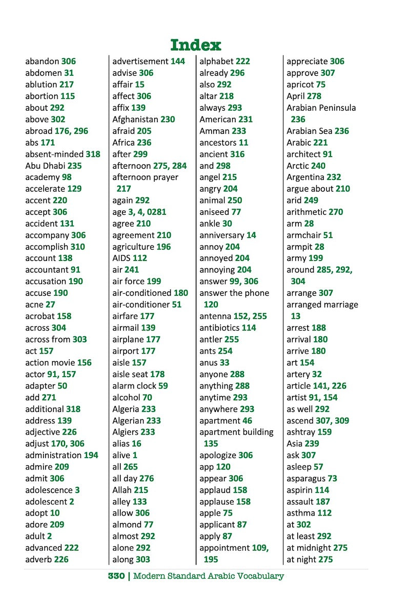 Modern Standard Arabic Vocabulary