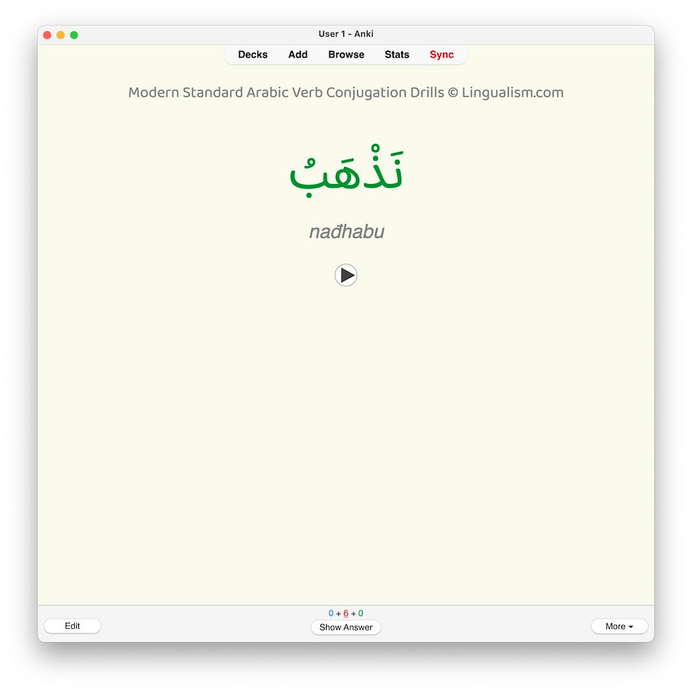 Modern Standard Arabic Verb Conjugation Drills: Anki Flashcards (Set 1)