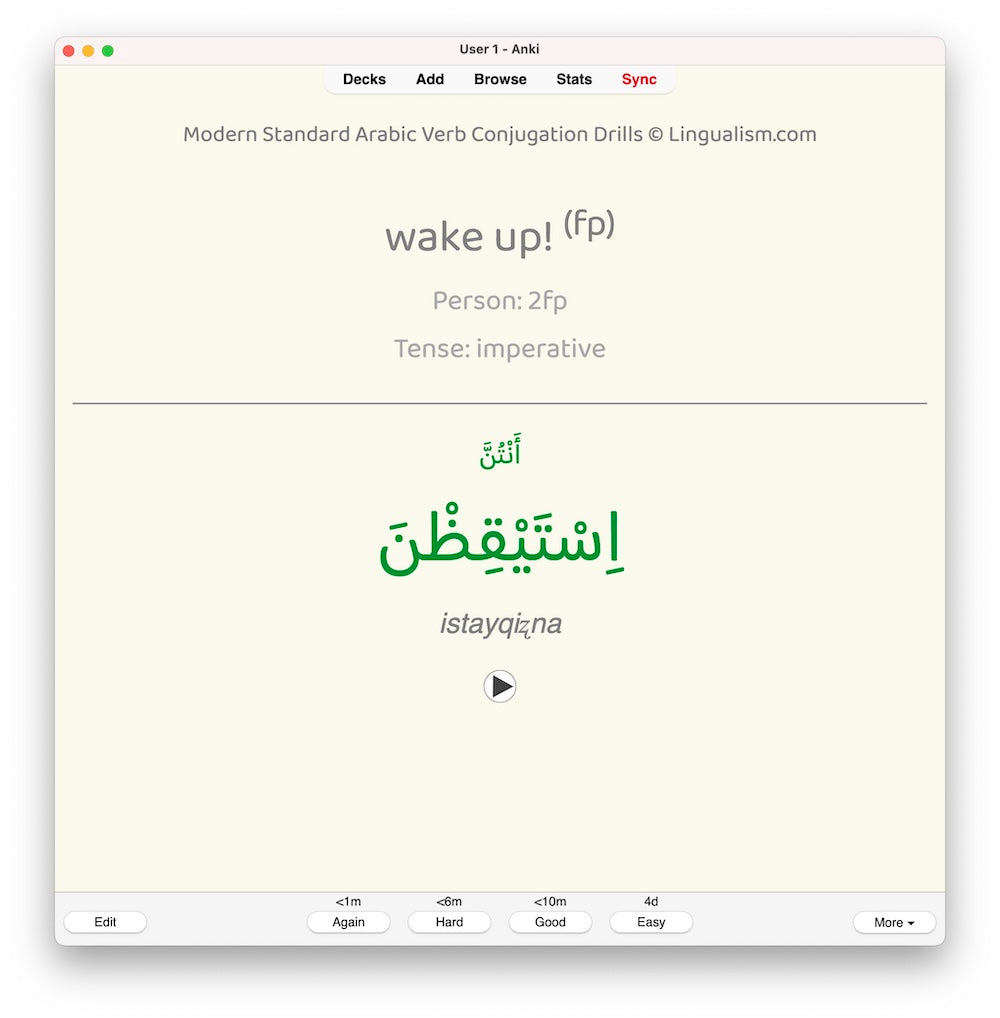 Modern Standard Arabic Verb Conjugation Drills: Anki Flashcards (Set 2)