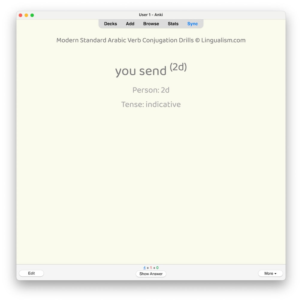 Modern Standard Arabic Verb Conjugation Drills: Anki Flashcards (Set 3)