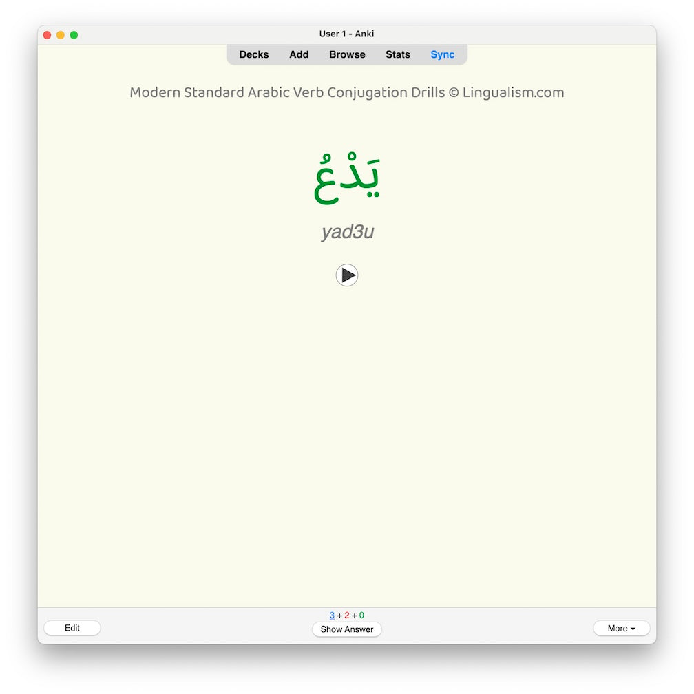 Modern Standard Arabic Verb Conjugation Drills: Anki Flashcards (Set 3)