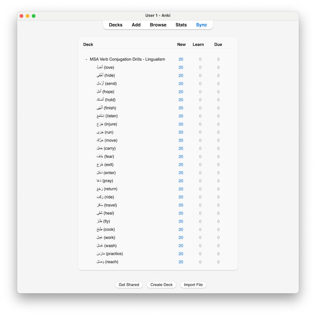 Modern Standard Arabic Verb Conjugation Drills: Anki Flashcards (Set 3)