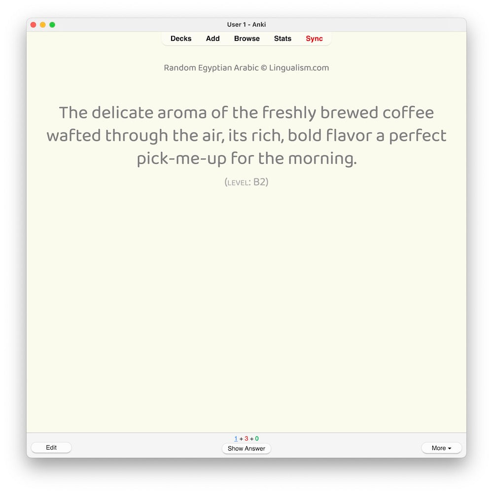 Random Egyptian Arabic B2: Anki Flashcards