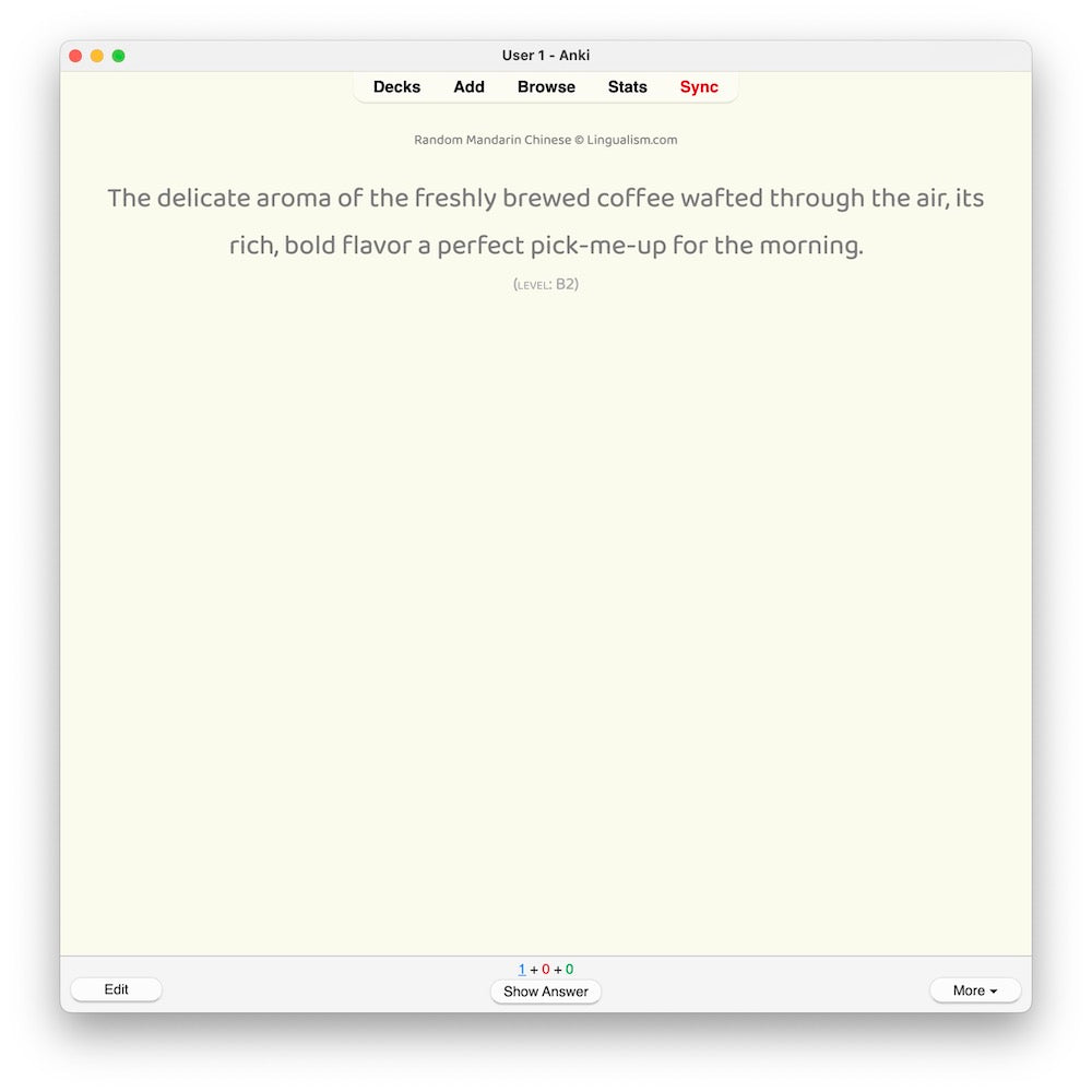 Random Mandarin Chinese B2: Anki Flashcards