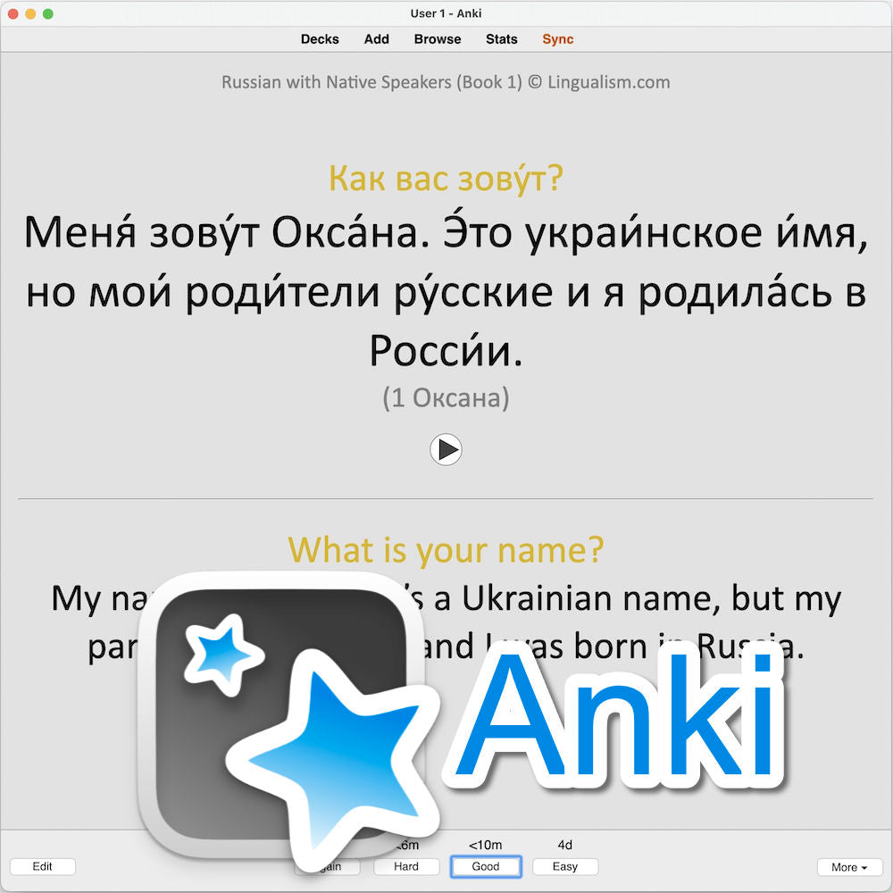 Russian with Native Speakers (Book 1): Anki Flashcards