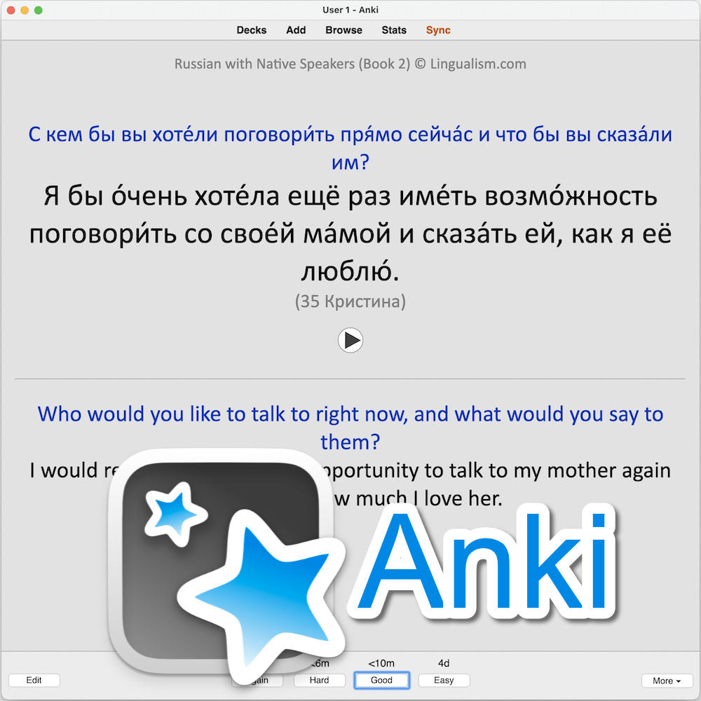 Russian with Native Speakers (Book 2): Anki Flashcards