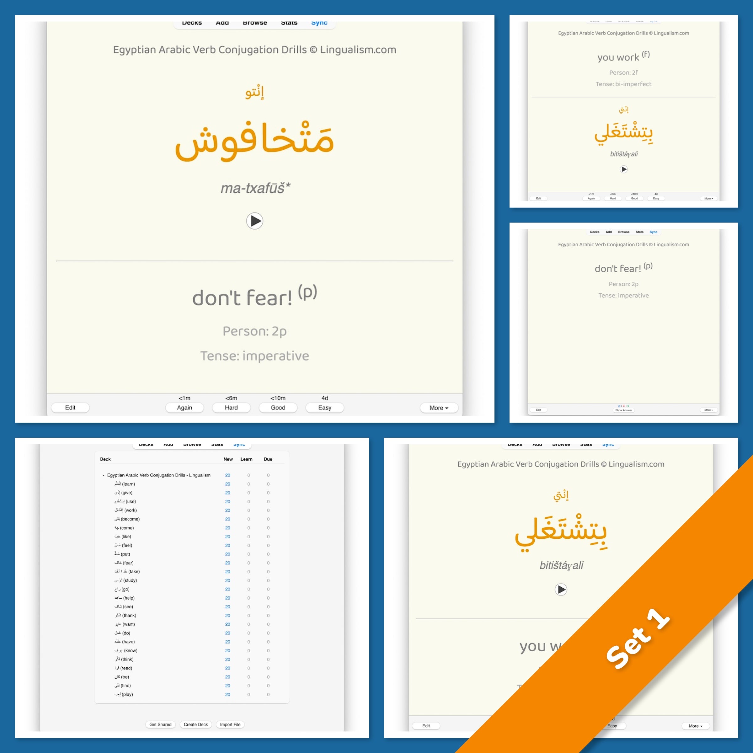 Egyptian Arabic Verb Conjugation Drills: Anki Flashcards